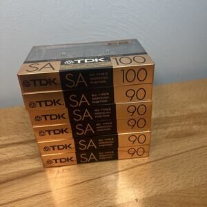 Lot 6 TDK SA 90 IEC Type II Cassette Tapes (x5) + SA 100(x1) NEW SEALED Japan